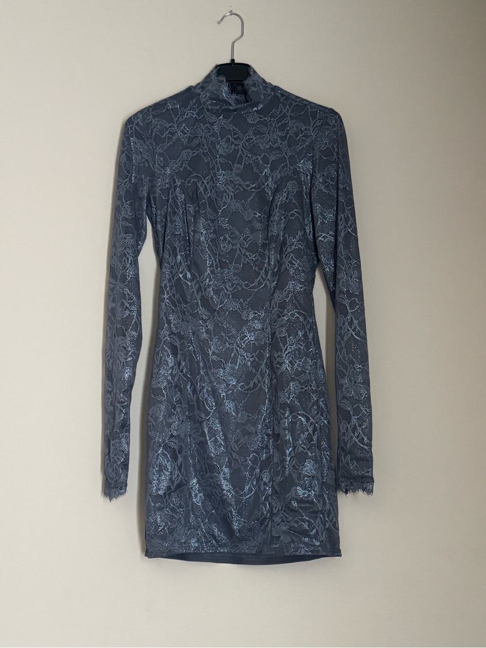NWT SKIMS LACE TURTLENECK DRESS | THUNDER / GRAY / SLATE in M